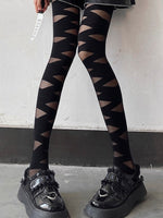 Gothic Cross Strap Sheer Pantyhose Tights Women Lolta Harajuku Temptation Knee JK Thigh High Socks Sexy Lolita Black Stockings