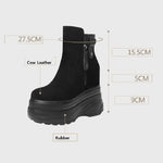 Spring Autumn Slim 14CM Super High Heels Height Increasing Platform Genuine Leather Women Mid-Calf Modern Boots Winter Plush 230