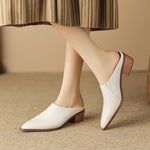 5CM Retro Pointed Baotou Women's 2023 Summer New Thick-heeled Mid-heel Muller Shoes Summer Outwear Half-slippers