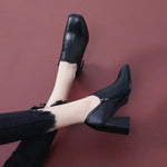 Thick Heel Fashion Shoes Women 2023 Spring and Autumn New Square Toe Deep Mouth Sexy Black Fashion High Heels Women’s