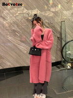 Botvotee Long Cardigan Women Autumn Winter 2023 New Korean Fashion Oversized Knitted Sweater Casual Long Sleeve Thicken Jacket