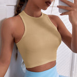 SALSPOR Sleeveless Yoga Short Shirts Running Sports Gym Women Tops Fitness Running Moisture Breathable Seamless Knitted Vest