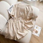 Fashion Bear Cartoon Sweat Suit Korean Women 2023 Summer Casual Tracksuit Short Sleeve T Shirt Loose Shorts Two Piece Set