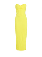 Women Summer Bodycon Party Dress Yellow Long Maxi Dress Sexy Strapless Elegant Dress for Celebrity Evening Dropshipping