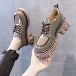 Autumn British Style College Small Leather Shoes Women's Thick Bottom Patent Lace-up Loafers Retro Single Shoes Women's Shoes