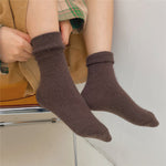Solid Rabbit Hair Woman Socks Winter Thick Warmer Long Socks Japanese Kawaii Cute Thermal Cashmere Christmas Sock New Year Gifts