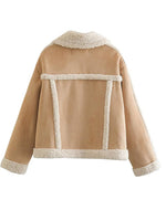 Suninheart Fashion Fleece Splicing Jacket Women Loose Solid Double-sided Zipper Thick Coat Autumn Winter Female Chic Warm Tops