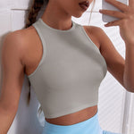 SALSPOR Sleeveless Yoga Short Shirts Running Sports Gym Women Tops Fitness Running Moisture Breathable Seamless Knitted Vest