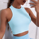 SALSPOR Sleeveless Yoga Short Shirts Running Sports Gym Women Tops Fitness Running Moisture Breathable Seamless Knitted Vest