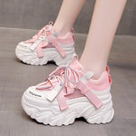 2023 Autumn Women's Casual Sports High Platform Shoes All-match Comfortable Women's Chunky Sneakers Mesh Breathable Spring Shoes