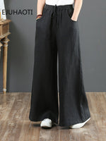 New Spring And Summer Cotton Linen Women's Pants Loose Wide Leg High Waist Mopping Straight Woman