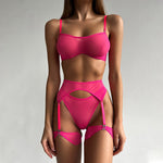 Sexy Bra and Panty Set Sensual Lingerie See Through Bra Kit Push Up Seamless Sheer Lace Intimate Soft Erotic Sets Garter