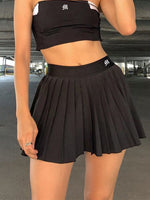 Waatfaak White Pleated Skirt Short Woman Elastic Waist Mini Skirts Sexy Casual Summer Embroidery Y2K Tennis Skirt New Preppy 90S