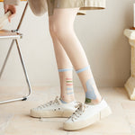 2023 New Fashion Woman Socks Summer Ultra-thin Transparent Crystal Silk Socks Harajuku Floral Retro Japanese Kawaii Cute Socks