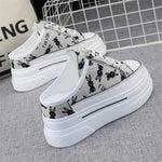 Canvas Baotou Semi-slippers Women's New Summer Outer Wear All-match Thick Bottom Inner Heightening 8cm No Heel Slip-on Shoes