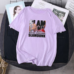 Black Japanese Trend Lovers T-shirt Female Cartoon Short Sleeve Oversize Two Round Neck Shirt