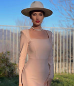 CIEMIILI Women 2022 Summer Bandage Dress Sexy Long Sleeve Pink Bodycon Elegant Club Celebrity Runway Evening Midi Party Dresses