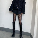Sexy Women Pantyhose Tights Plaid Summer Nylon Thigh High Stockings Japanese Style Lolita Fishnet Mesh Tights Female Hosidery