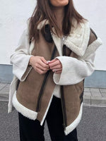 Suninheart Women 2022 Autumn New Fashion Fur In One Waistcoat Vintage Sleeveless Female Vest Coat Chic Tops