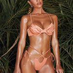 Women Bikini Set 2023 Solid Triangle Chest Pad Swimwear Top Sexy Thong 2 Piece Bandage Cross Swimsuit for Swimming Surfing