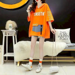 Design Sense Split Short-sleeved T-shirt Women Korean Large Size Five-point Sleeves Hoodie Loose Mid-length Hooded Tops Summer