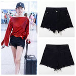 Shorts Women Spring And Summer Ripped Denim Shorts Women's High Waist Irregular White Short Pants Ropa Mujer