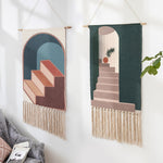 Wall Hanging Macrame Tapestry Home Decor Cotton Tassel Handmade Woven Bohemian geometric canvas Art background cloth tapestry