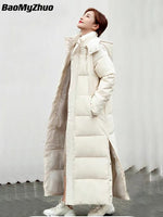 2023 Thick Long Down Parka Women Down Jacket Hooded Winter Warm Thick Coat Female Casual Loose Button Zipper Outwear Oversized