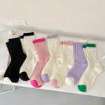 New 2023 Summer Women Socks Hollow Out Mesh Thin Breathable Cotton Long Socks Casual Fashion Solid Color School Girls Crew Socks