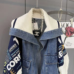 Stitching Denim Jackets Women's Spring Autumn Winter 2023 Trendy Fashion Coat Casual Loose Baseball Uniforms Open Stitch Jacket