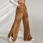 Women Pants Corduroy 2022 Autumn Winter Fashion Loose Full Length Trousers Solid Color Casual Female High Waist Wide Leg Pants