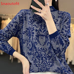 Spring/Summer Stereoscopic Hollow Wool Knit Sweater Women's Pullover Thin Fashion Long-Sleeved Half-High Collar Sexy Chic Top