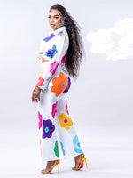 INS Fashion Floral Print Tracksuit Women Two 2 Piece Set Outfits Autumn Clothing Shirt Top and Pants Suits Streetwear Woman Sets