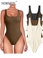 NORMOV Sexiest Bodysuit Women Summer Casual Sleeveless Square Neck Shapewear Tank Lingeries Tops T-Shirts Bodysuits Jumpsuit