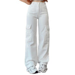 Vintage Straight new style baggy Trousers casual pants waist pocket denim pants summer women's y2k high waist cargo pants