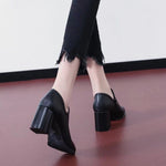 Thick Heel Fashion Shoes Women 2023 Spring and Autumn New Square Toe Deep Mouth Sexy Black Fashion High Heels Women’s
