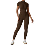 NCLAGEN Zipper Short Sleeve Pants Yoga Jumpsuit For Women Fitness Gym Workout Quick Dry Breathable High Elastic Tracksuit