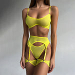 Sexy Bra and Panty Set Sensual Lingerie See Through Bra Kit Push Up Seamless Sheer Lace Intimate Soft Erotic Sets Garter