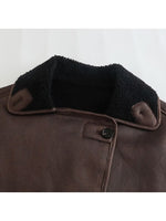 Suninheart Double-sided Lapel Jacket Women Loose Lamb Wool Long Sleeve Thick Coat Winter Fashion Female Warm Single-breasted Top