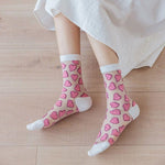 Heart Print Crystal Silk Socks Women Summer Ultra-thin Transparent Elastic Long Socks Casual Fashion Harajuku Kawaii Cute Socks