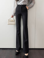 Fashion Business Pants Trousers Women Spring Summer High Waist Elegant Black Vintage Straight OL Flare Pants Female Autumn