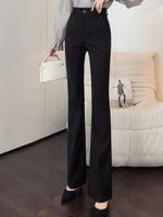 Fashion Business Pants Trousers Women Spring Summer High Waist Elegant Black Vintage Straight OL Flare Pants Female Autumn
