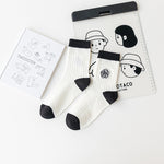 Japanese Embroidered Flowers Trendy Black Mid-tube Socks Korean Niche Retro All-match Sports Cotton Socks