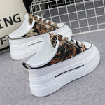 Summer Cloth Breathable Half Slippers Women's Outer Wear Without Heel Inner Heightening 8cm Thick Bottom Slip on Lazy Sneakers
