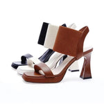 Designer Knitted High Heels Sandals Women Summer 2023 Square Toe Thick Heeled Sandals Woman Sexy Slingbacks Black Party Shoes