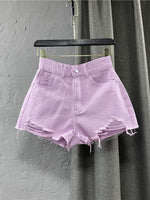 Women's Denim Shorts High Waist Casual Solid Zipper Fly Fashion Shorts Loose Sexy Green A-shaped Hot Pants 2023 New Summer