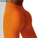 NCLAGEN Hip Lifting High Waist Seamless Yoga Pants Quick Dry Cycling Running Pants Tight Fit Sports Fitness Pants For Women Gym