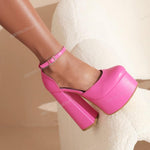 RIBETRINI Platform Chunky Heeled Ankle Strap Pumps Shoes Woman Spring Summer 2022 Heel Women Shoe Fashion Sexy Sandal Brand New