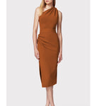 Sexy Orange High Waist Midi Skirt Sleeveless Solid Slanted Shoulder Women's  Fashion Elegant Evening Party Dresses Vestidos