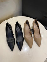 Jenny&Dave Shoes Women Fashion Heel Shoes Women England Style Office Lady Simple Sheep Soft Casual Cusp High-Heeled